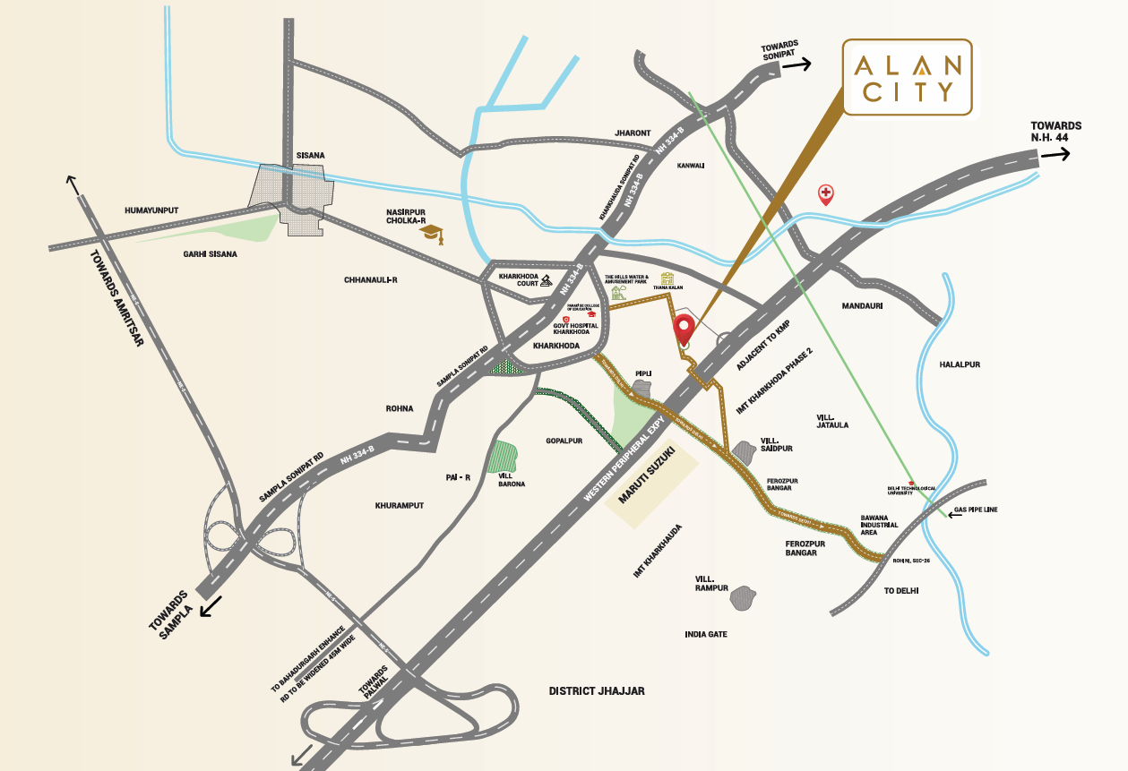Location Map of Deen Dayal Affordable Plots at Alan City
